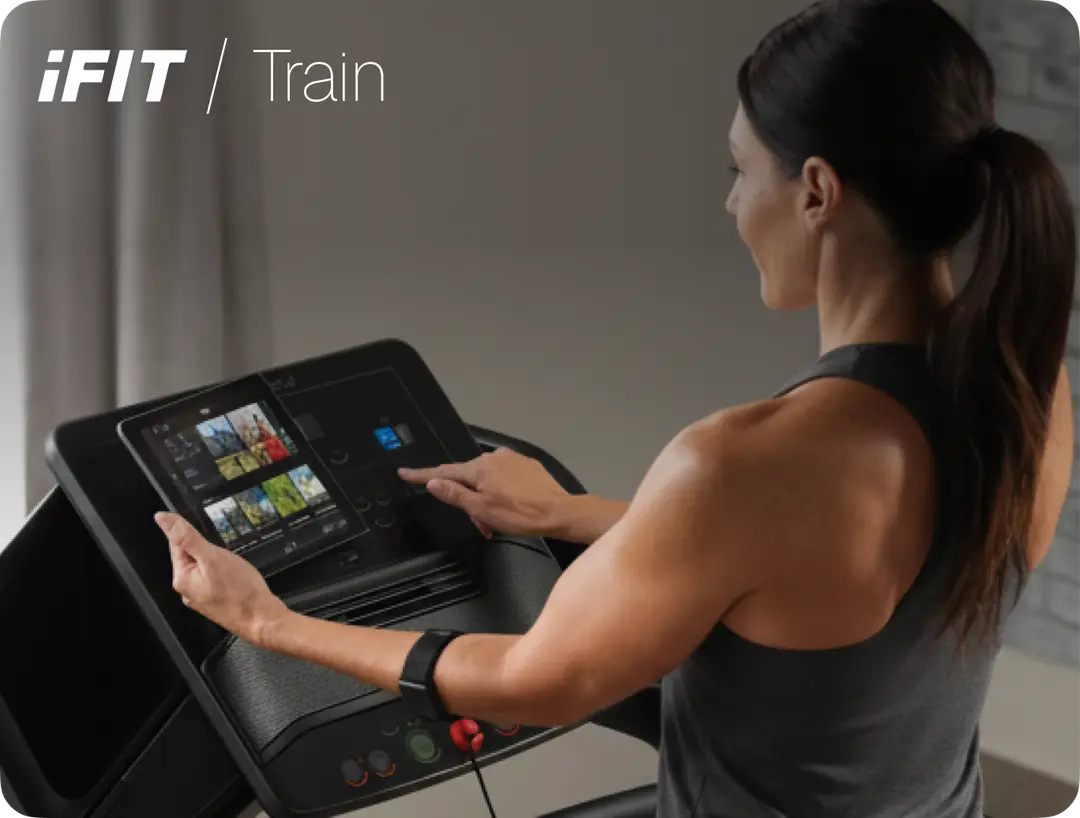 iFIT Train on phone and tablet paired with treadmill